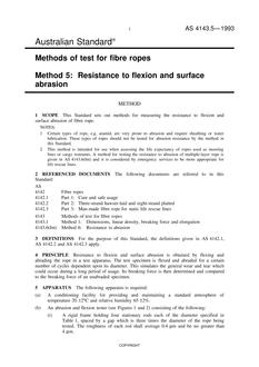 AS 4143.5: 01/01/1993 Methods of test for fibre ropes – Resistance to flexion and surface abrasion