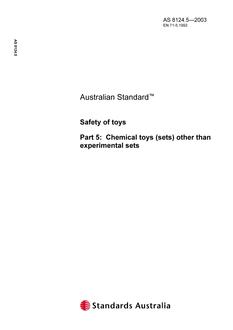 AS 8124.5: 06/26/2003 Safety of toys, Part 5: Chemical toys (sets) other than experimental sets