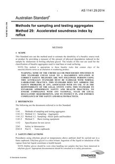 AS 1141.29: 12/19/2014 Methods for sampling and testing aggregates, Method 29: Accelerated soundness index by reflux