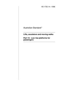 AS 1735.14: 05/05/1998 Lifts, escalators and moving walks, Part 14: Low rise platforms for passengers