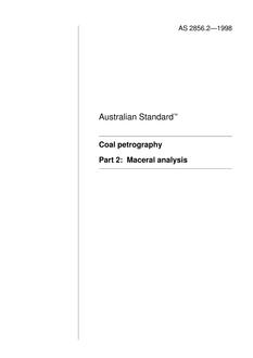 AS 2856.2: 05/05/1998 Coal petrography, Part 2: Maceral analysis
