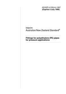 AS/NZS 4129(INT): 07/05/1997 Fittings for polyethylene (PE) pipes for pressure applications