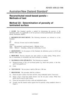 AS/NZS 4266.22: 06/05/1996 Reconstituted wood-based panels – Methods of test, Method 22: Determination of porosity of laminated surface