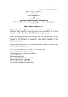 AS 2331.4.5: 11/23/2001 Methods of test for metallic and related coatings, Method 4.5: Physical tests – Electroplated plastics – Thermal cycling tests