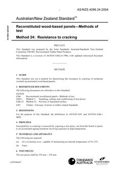 AS/NZS 4266.24: 03/26/2004 Reconstituted wood-based panels – Methods of test, Method 24: Resistance to cracking