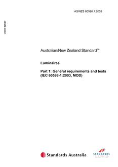 AS/NZS 60598.1: 09/29/2003 Luminaires, Part 1: General requirements and tests (IEC 60598-1:2003, MOD)