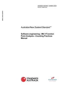 AS/NZS ISO/IEC 20968: 06/04/2004 Software engineering – Mk II Function Point Analysis – Counting Practices Manual