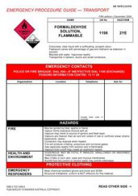 AS 1678.3.0.015: 12/15/2004 Emergency procedure guide – Transport – Formaldehyde solutions, flammable