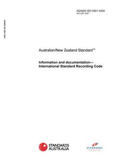 AS/NZS ISO 5901: 07/21/2004 Information and documentation – International standard recording code AS/NZS ISO 5901: 07/21/2004 Information and documentation – International standard recording code