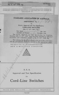 AS C127: 01/01/1948 Approval and test specification for cord-line switches