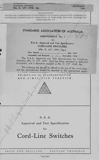 AS C127: 01/01/1948 Approval and test specification for cord-line switches