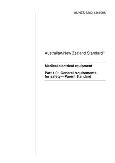 AS/NZS 3200.1.0: 12/05/1998 Medical electrical equipment, Part 1.0: General requirements for safety – Parent Standard