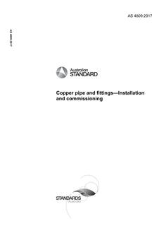 AS 4809: 05/19/2017 Copper pipe and fittings – Installation and commissioning