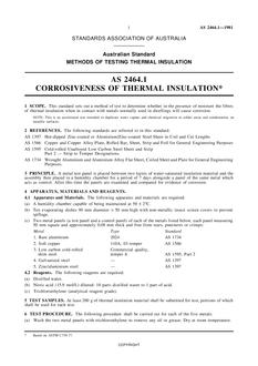AS 2464.1: 01/01/1981 Methods of testing thermal insulation – Corrosiveness of thermal insulation