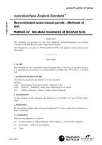 AS/NZS 4266.30: 03/26/2004 Reconstituted wood-based panels – Methods of test, Method 30: Moisture resistance of finished foils