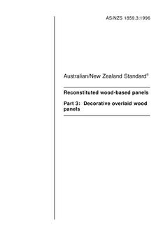 AS/NZS 1859.3: 06/05/1996 Reconstituted wood-based panels, Part 3: Decorative overlaid wood panels