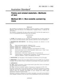 AS 1580.301.1: 01/01/1992 Paints and related materials – Methods of test – Non-volatile content by mass