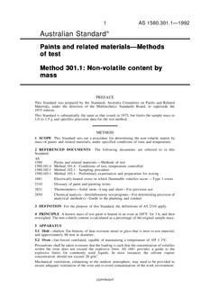 AS 1580.301.1: 01/01/1992 Paints and related materials – Methods of test – Non-volatile content by mass