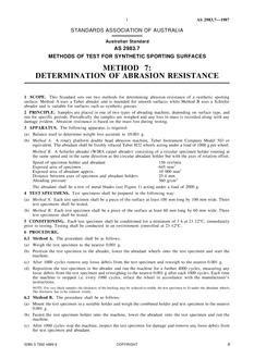 AS 2983.7: 01/01/1987 Methods of test for synthetic sporting surfaces – Determination of abrasion resistance
