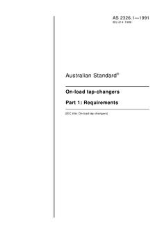 AS 2326.1: 01/01/1991 On-load tap-changers – Requirements