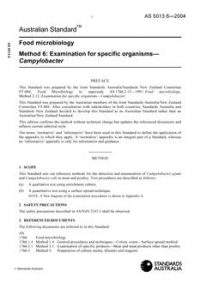 AS 5013.6: 07/13/2004 Food microbiology, Method 6: Examination for specific organisms – Campylobacter
