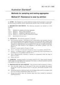 AS 1141.27: 03/05/1995 Methods for sampling and testing aggregates – Resistance to wear by attrition