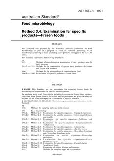 AS 1766.3.4: 12/31/1990 Food microbiology, Method 3.4: Examination of specific products – Frozen foods