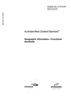 AS/NZS ISO 19120: 02/20/2006 Geographic information – Functional standards