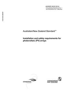 AS/NZS 5033: 11/06/2014 Installation and safety requirements for photovoltaic (PV) arrays