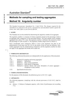 AS 1141.16: 09/12/2007 Methods for sampling and testing aggregates, Method 16: Angularity number