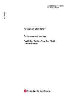 AS 60068.2.74: 01/01/2003 Environmental testing, Part 2.74: Tests – Test Xc: Fluid contamination