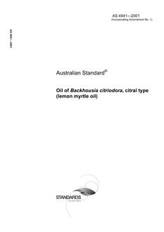 AS 4941: 07/13/2011 Oil of Backhousia citriodora, citral type (lemon myrtle oil)