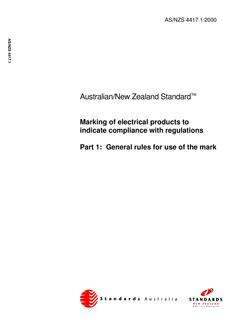 AS/NZS 4417.1: 09/04/2000 Marking of electrical products to indicate compliance with regulations, Part 1: General rules for use of the mark