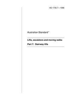 AS 1735.7: 05/05/1998 Lifts, escalators and moving walks, Part 7: Stairway lifts