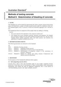 AS 1012.6: 12/01/2014 Methods of testing concrete, Method 6: Determination of bleeding of concrete