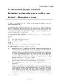 AS/NZS 4275.1: 04/05/1995 Methods of testing underground marking tape, Method 1: Elongation at break