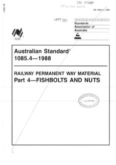 AS 1085.4: 05/08/1988 Railway permanent way material – Part 4: Fishbolts and nuts