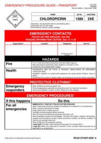 AS 1678.6.0.013: 01/01/1998 Emergency procedure guide – Transport – Chloropicrin