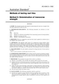AS 4046.3: 01/01/1992 Methods of testing roof tiles – Determination of transverse strength