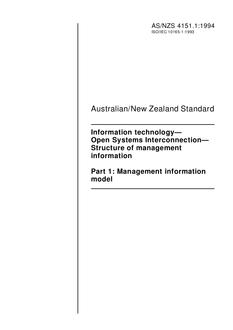AS/NZS 4151.1: 10/17/1994 Information technology – Open Systems Interconnection – Structure of management information, Part 1: Management information model