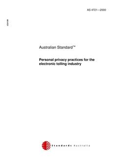 AS 4721: 01/01/2000 Personal privacy practices for the electronic tolling industry
