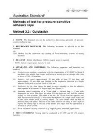 AS 1635.3.3: 01/01/1995 Methods of test for pressure-sensitive adhesive tape, Method 3.3: Quickstick