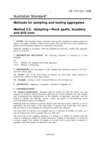AS 1141.3.2: 01/01/1996 Methods for sampling and testing aggregates, Method 3.2: Sampling – Rock spalls, boulders and drill core
