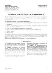 AS/NZS 1301.214S: 03/01/1993 Methods of test for pulp and paper, Part 214S: Equipment for preparation of handsheets