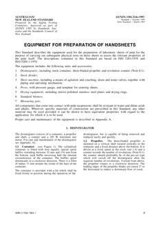 AS/NZS 1301.214S: 03/01/1993 Methods of test for pulp and paper, Part 214S: Equipment for preparation of handsheets