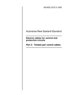 AS/NZS 2373.2: 05/05/1995 Electric cables for control and protection circuits, Part 2: Twisted pair control cables