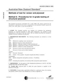 AS/NZS 2098.9: 12/05/1995 Methods of test for veneer and plywood, Method 9: Procedures for in-grade testing of structural plywood