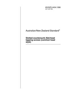 AS/NZS 4404: 06/05/1996 Slotted countersunk (flat) head tapping screws (common head style)