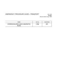 AS 1678.8.0.001: 08/01/1983 Emergency procedure guide – Transport – Hydrochloric acid (muriatic acid)