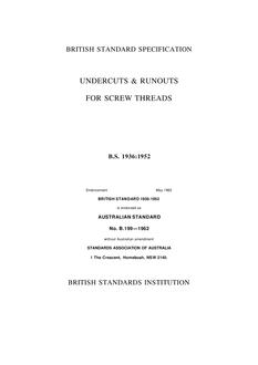 AS B199: 01/01/1962 Undercuts and runouts for screw threads